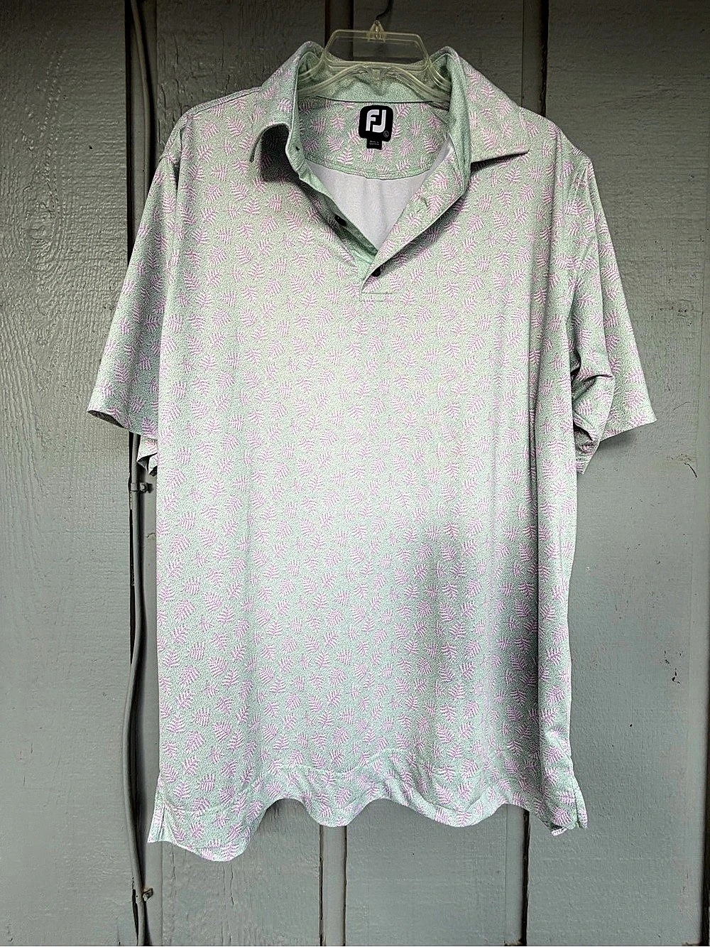FootJoy Men's Floral Polo in Green & Pink Like New
